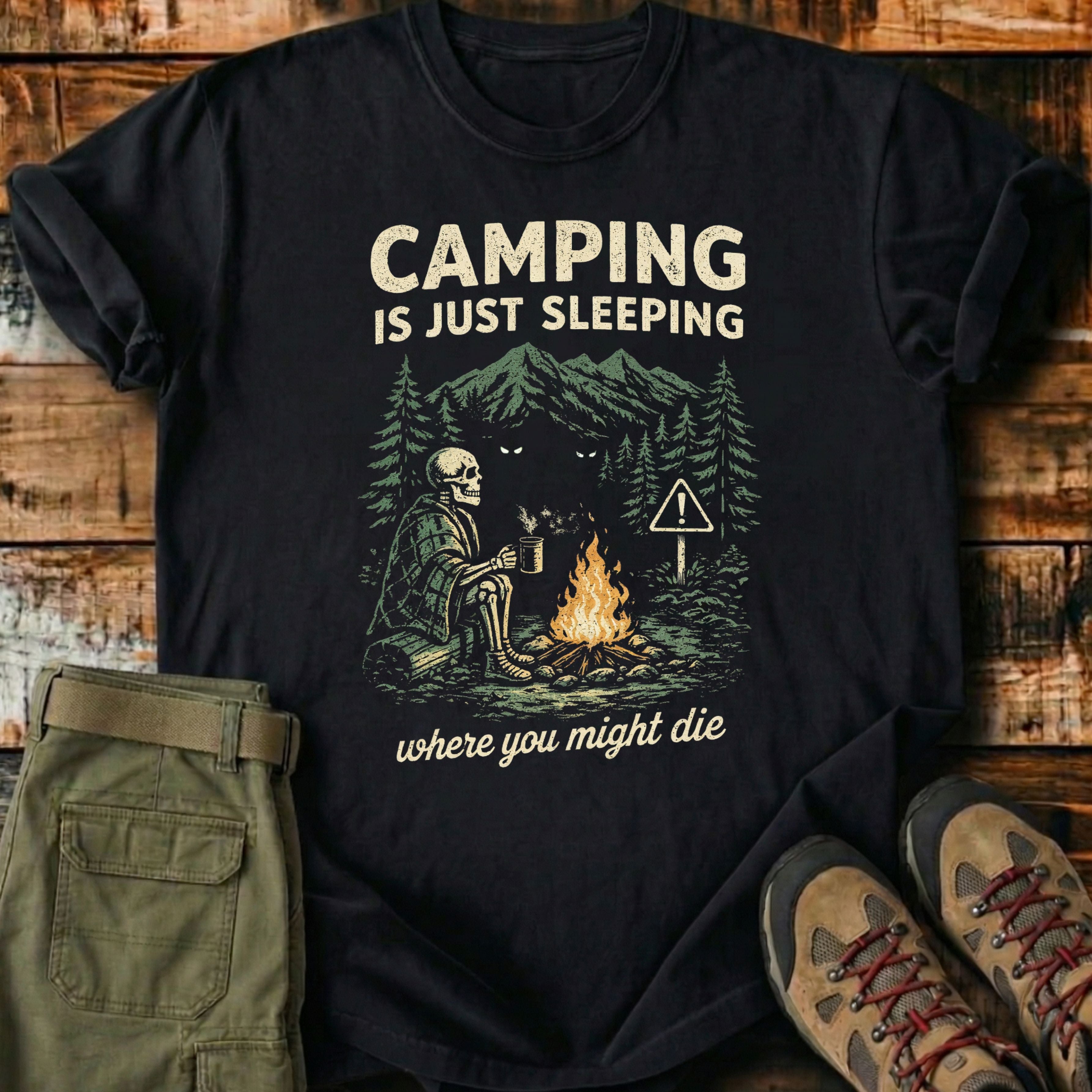 Camping Sceleton T-Shirt